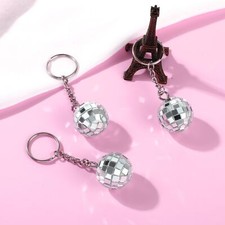 12 Pcs Disco Ball Keychain 70s Disco Silver Mirror Ball Party Keychain