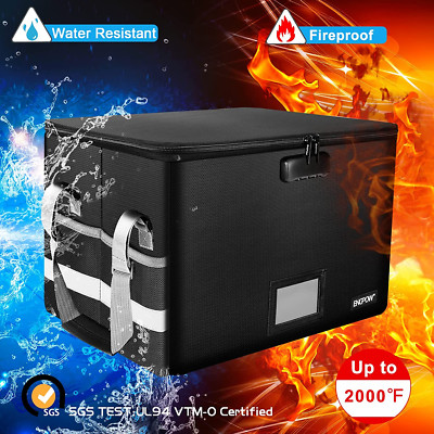 Caja Documentos Ignífuga Con Cerradura Almacenamiento Carpetas Prueba De Agua