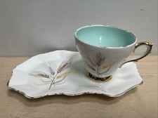 STAFFORDSHIRE SUTHERLAND BONE CHINA GOLD WHEAT TEACUP & SANDWICH PLATE / SAUCER