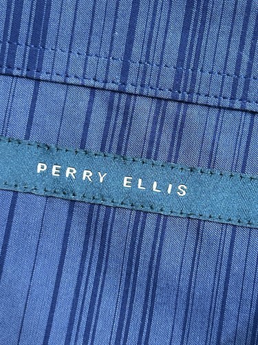 NWT Perry Ellis size XXL copen blue striped short sleeve button up shirt mens - Picture 5 of 6