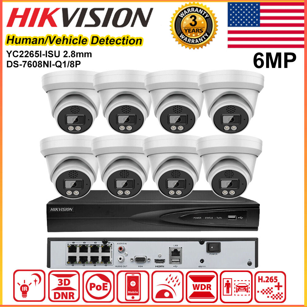 Hik Compatible 8MP 8ch 8POE CCTV System 6MP IR30 2-Way Audio IP