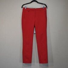 Adrianna Papell Womens 4 Straight Leg Career Faux Pocket Orange Relaxed Fit Pant