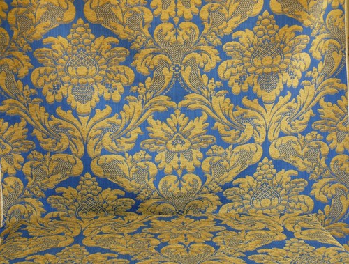 VON YD LEE JOFA MIDDLECREST CHENILLE GRAND DAMAST ROYALBLAU & GOLD FRANKREICH - Bild 5 von 11