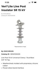 Hubbell 80S0150K09 Veri* Aislador de poste de línea Lite SR 15KV 500 unidades disponibles