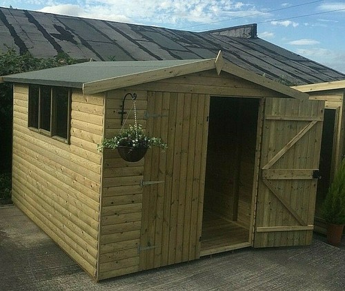 10x8 WOODEN WORKSHOP TANALISED SHED STORE 10X8 HEAVY DUTY APEX WORKSHOP - Picture 4 of 12