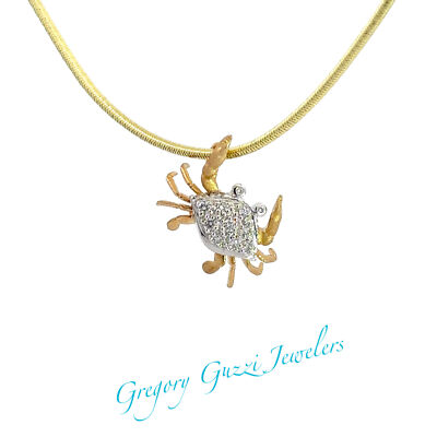 14KT. Weißer und gelber beweglicher Krabben Anhänger mit Diamanten (Denny Wong)