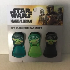 NEW Star Wars Baby Yoda Grogu 3 Pack Magnetic Bag Clips