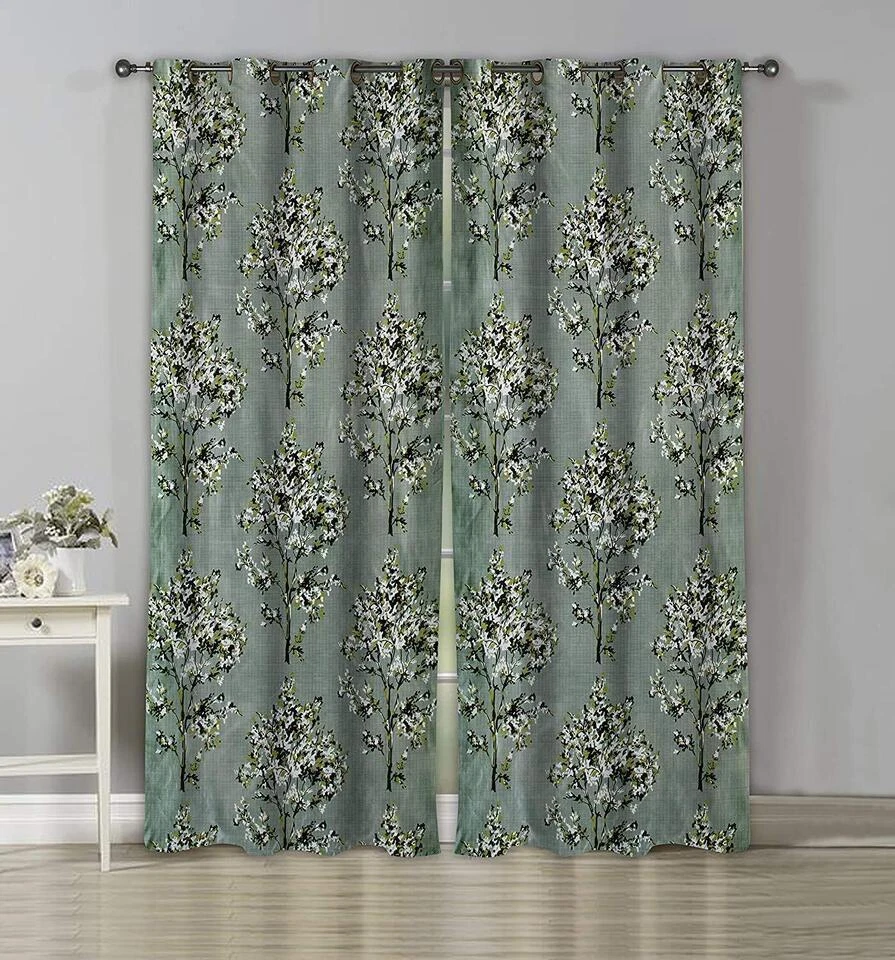 Juego de cortinas de ventana de puerta hippie con ojal con estampado floral de 2 piezas 5 7 9 pies Foto 3 de 4