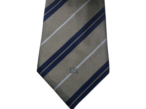 Vintage Burberrys Gold and Blue 100% Silk Repp Tie - Picture 5 of 6