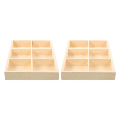 Wooden Compartment Storage Box Coffee Drawer Organizer Office Bamboo Tie