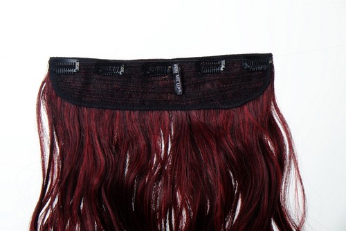 Extension Hair Extension Clip-In 5 Clip Curly Bi-Coloured Ombre Red 50cm Lang - Picture 3 of 3
