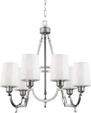 Feiss Preakness 6 - Light Chandelier in Satin Nickel / Polished Nickel