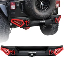 Rear Bumper for 07-18 Jeep Wrangler JK JKU W/ LED Lights D-Ring Hitch Receiver