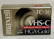Maxell Camcorder Video Cassettes 1 VHS-C Tape TC-30 HGX-Gold NEW SEALED