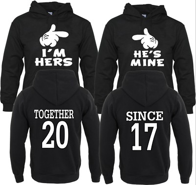 I'm Hers Hes Mine Christmas VALENTINE Together Since COUPLE PULL OVER HOOD-S-3XL