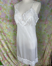 Vintage Ashley Taylor Full Slip Sz 34 Lace Nightie Nightgown White Lingerie