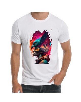 AI Art Painting Bald Eagle T shirt for Men Apparel Short Sleeve Clothing novelty