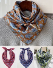 100% Silk 20" 26" square Scarf men women neckerchief Wrap Paisley plaids MY2