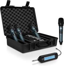 Pyle Portable UHF Band Receiver System 4 Channel Wireless Microphone System