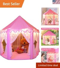 Deluxe Kids Princess Play Tent - 55''x53'' with Starry Lights Carry Bag