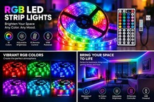 1M 3.28FT RGB LED Strip Lights 5050 USB 5V Remote Control Waterproof