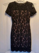 Forever 21 black lace overlay SS lined dress Sz. S