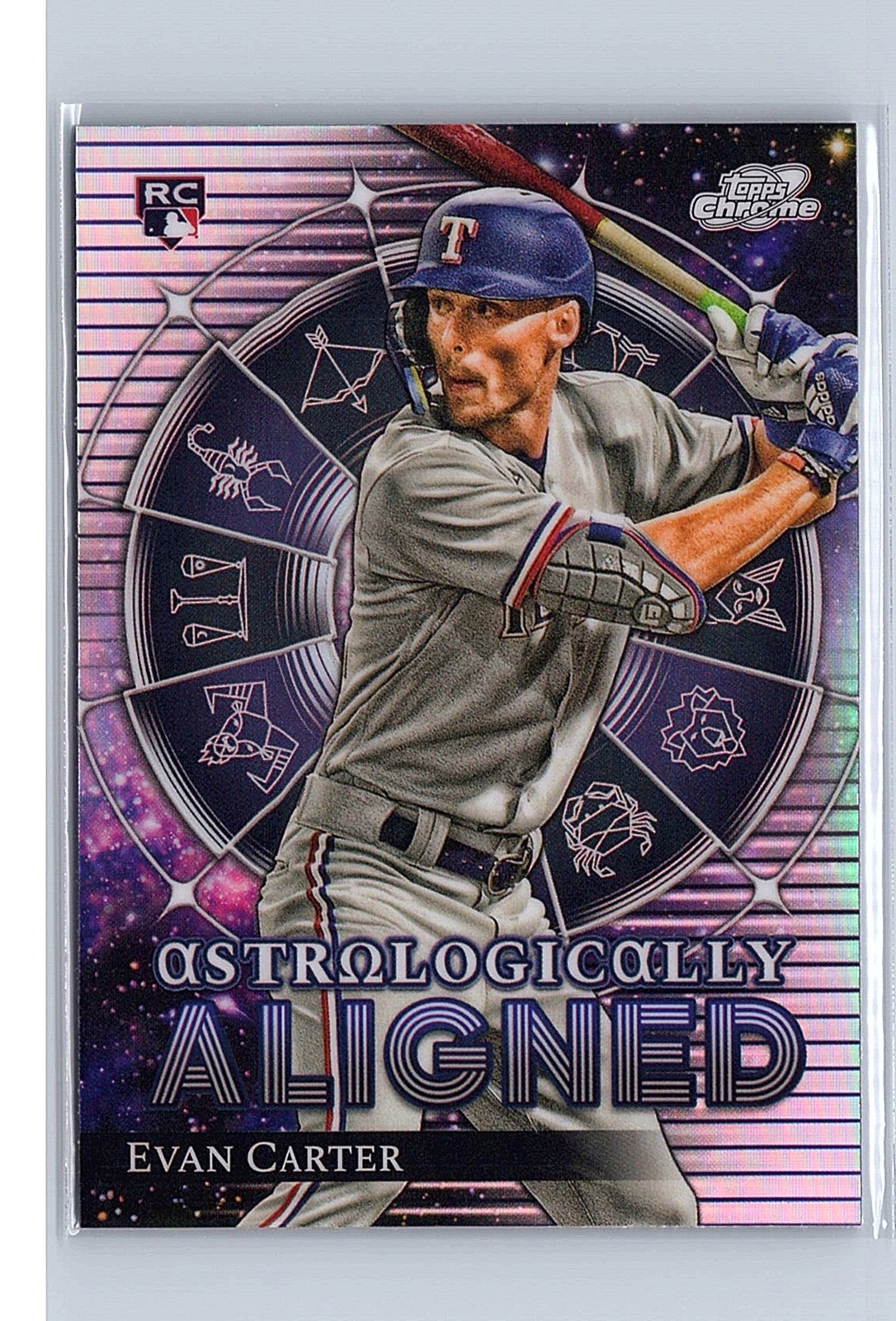 Evan Carter 2024 Topps Chrome Cosmic #AA-18 Astrologically Aligned Texas Rangers