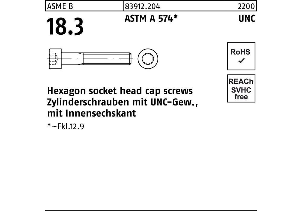 Reyher Zylinderschraube R 83912 m.UNC-Гевинде/Иннен-6-кант 1 1/4 x 5 ASTM A 574