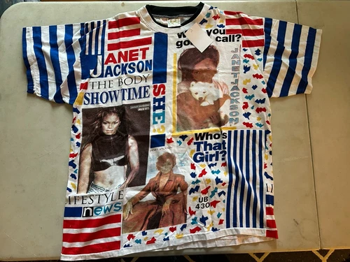 Janet Jackson Vintage 90s All Over Print Rap T Shirt Single 1990s vintage concert t-shirt, vintage, single stitch, B+ condition