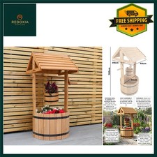 Charming Wooden Wishing Well Planter Outdoor Garden Flower Pot 100cm Tall
