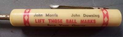 John Morris John Downing Vintage Golf Divot Tool ''LIFT THOSE BALL MARKS''