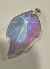 Glass Leaf Pendant made w/ Swarovski - 14K Gold Bail — photo 3