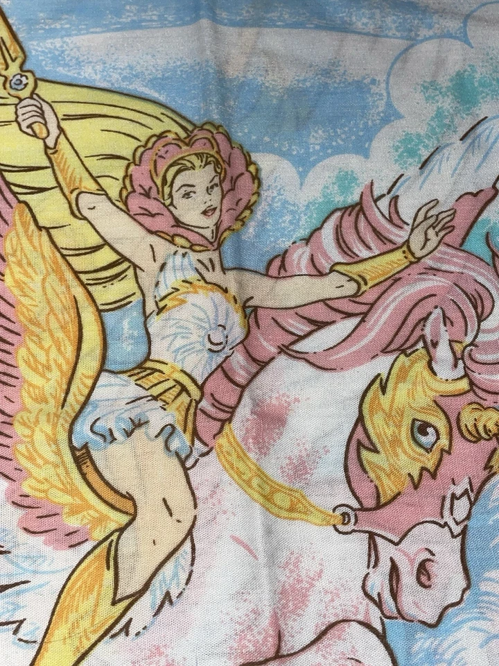 Sábana bajera plana completa She-Ra Princess of Power 1985 vintage dos fundas de almohada Mattel Foto 3 de 4