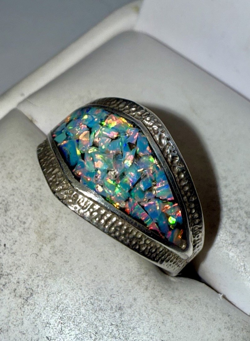 ESTATE Solid Sterling Silver Crushed Natural Boul… - image 3