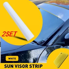 White Sun Strip Visor Windshield Banner Vinyl Long Lasting Pre Blank Decal 2set