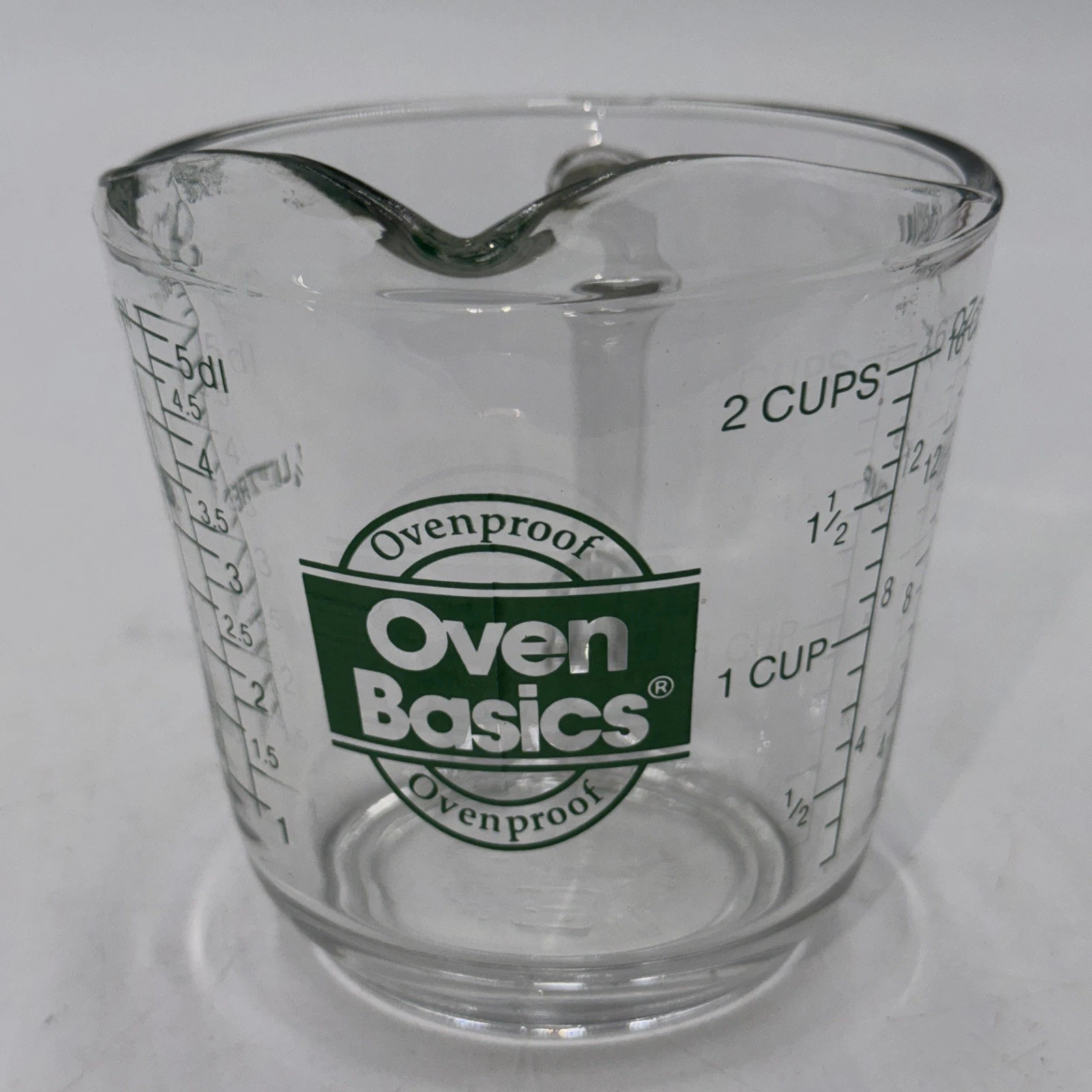 Vintage Rare Anchor Hocking Oven Originals Green Label 2 Cup Glass Measuring Cup