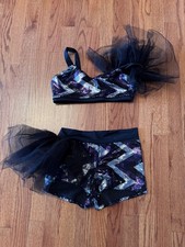 jazz dance costume, purple, silver black, size medium