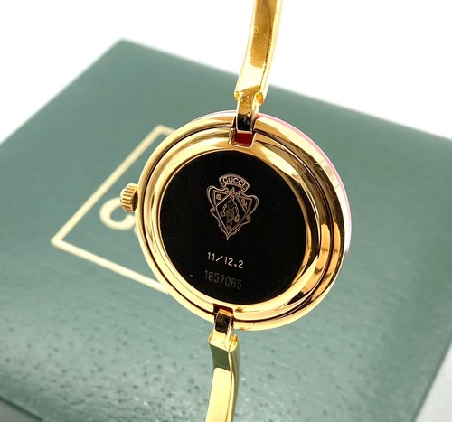 Gucci Change Bezel 12 Colors Watch Quartz Gold White Dial Women Authentic Box - Picture 12 of 12