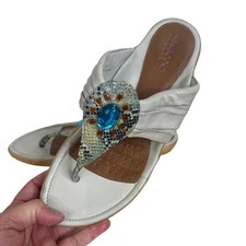 Geox Respira Dove Gray Leather Sandals with Colorful Snake Skin Detailing