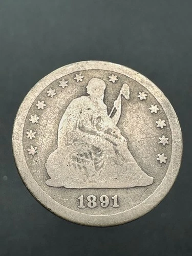 1891 S Seated Liberty Quarter  25 Cents 90% Silver Coin