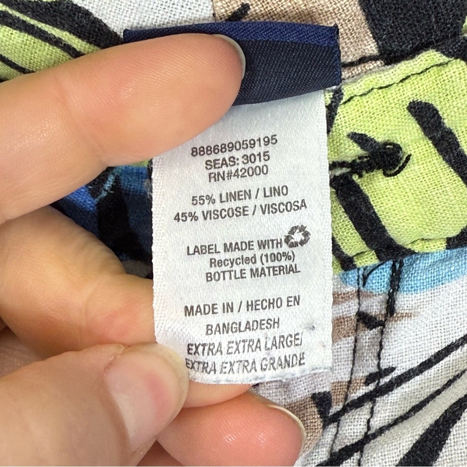 Basic Editions, Tropical Leaf Print Linen Blend W… - image 4