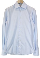 Suitsupply Men's Formal Shirt 37/14 1/2 Slim Blue Pure Cotton