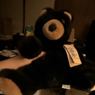 Applause Bravo Barnie 13891 Black/Beige Bear Plush Stuffed Animal Washable w/tag