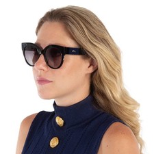 Longchamp Grey Gradient Round Ladies Sunglasses LO673S 001 53 LO673S 001 53