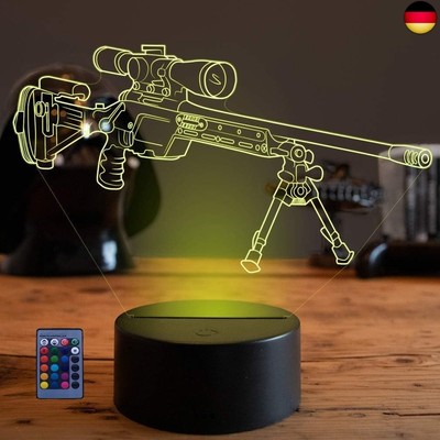 Optical Illusions 3D Scharfschützengewehr Nacht Licht LED Lampen Fernbedienung 