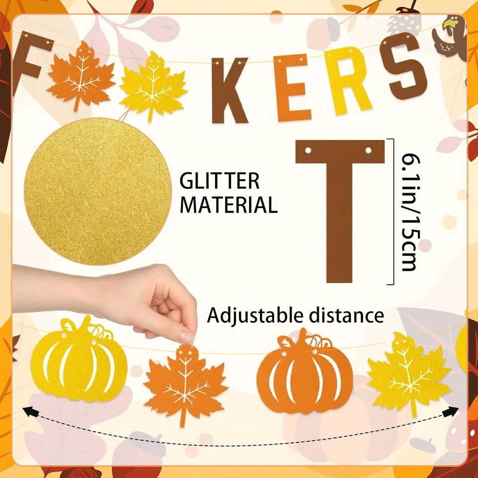 Pre-Strung Thankful For You Banners Happy Friendsgiving Banner Gold  - Image 2 of 4