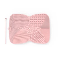 Silicone Makeup Brush Cleaner Pad with Suction Cup, 8 Textures, Pink