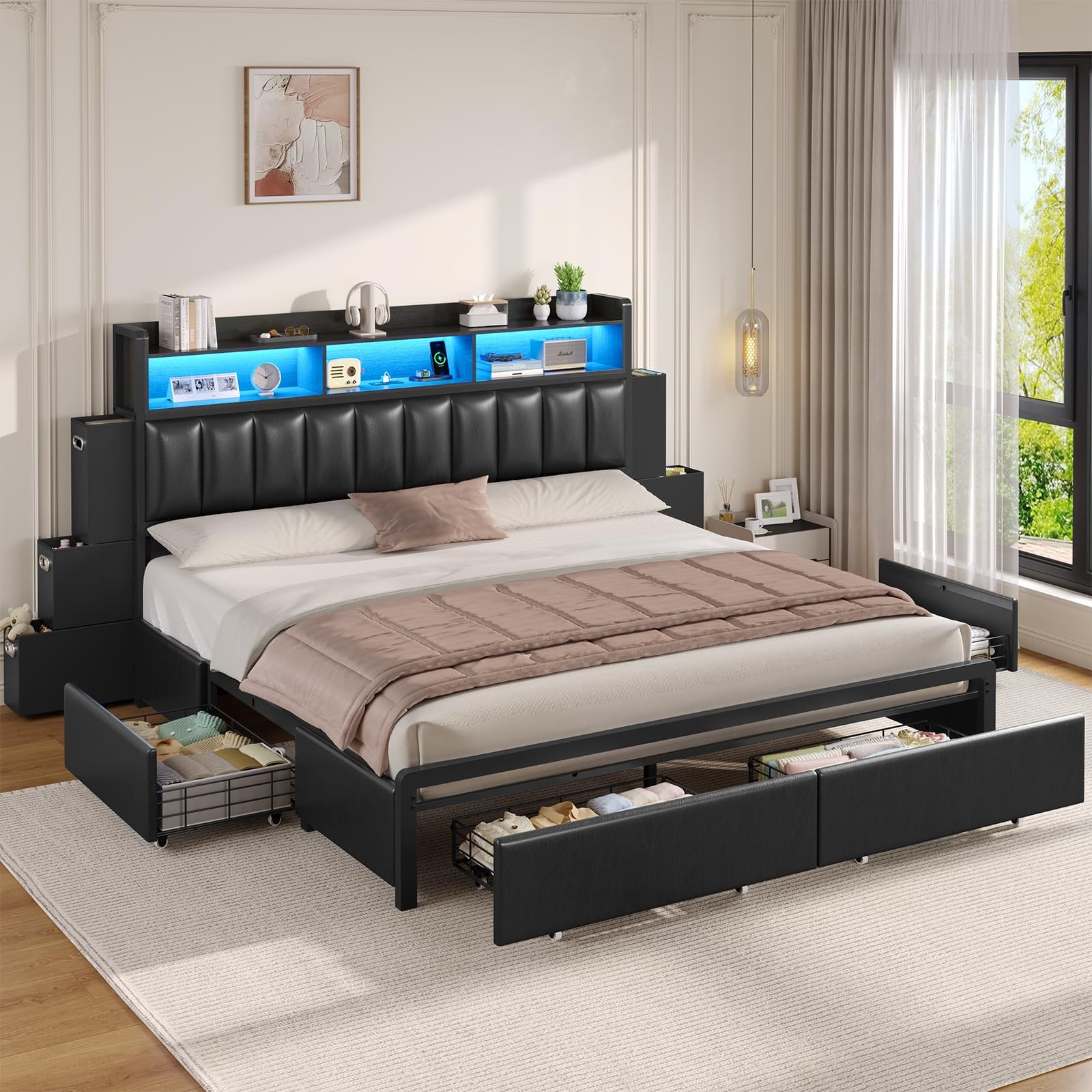 With 10 Storage Drawers Black