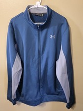 Under Armour Mens Xl Full Zip Sweatshirt Jacket Blue Colorblock