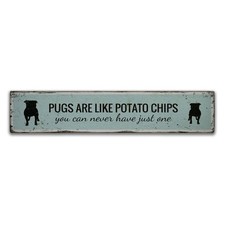 Funny Pug Owner Rustic Distressed Sign, Personalized Wood Sign
